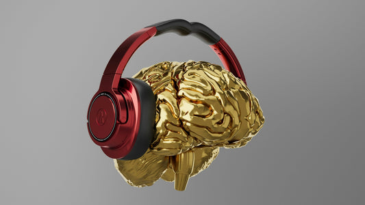 brain with headphones