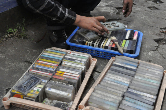 cassette collection being cleaned