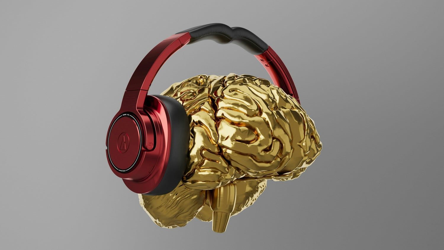 brain with headphones