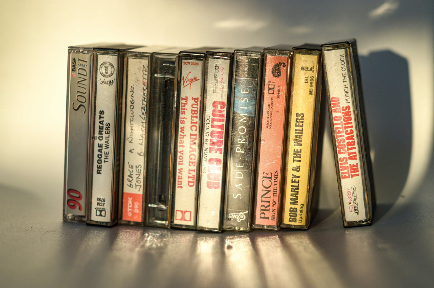 Cassette tapes vertically stacked 