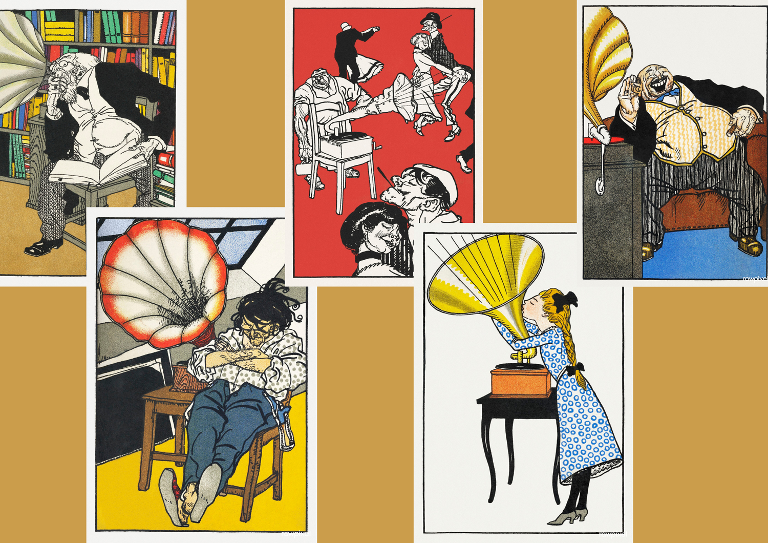 Moriz Jung Phonograph Prints Collage 