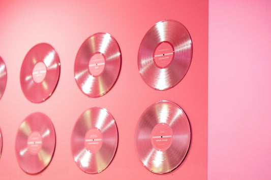 records on a wall
