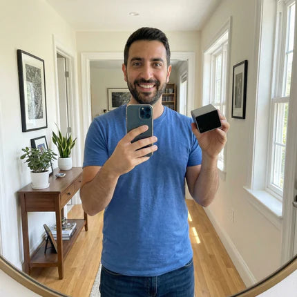 An A2D2 Stream owner holding up his device in a mirror selfie