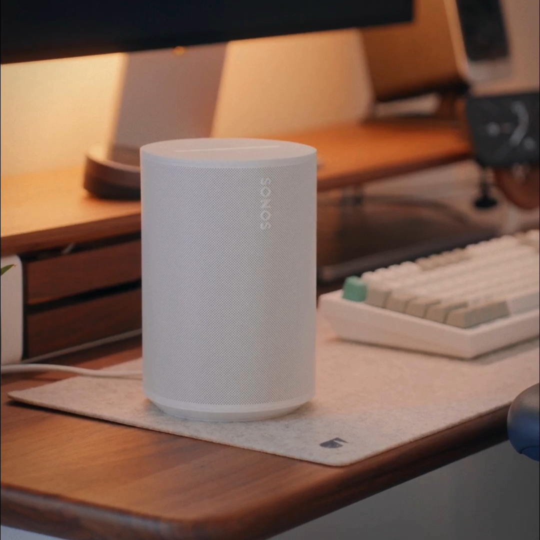 Sonos wireless speaker on a desk receiving a stream from the A2D2 Stream